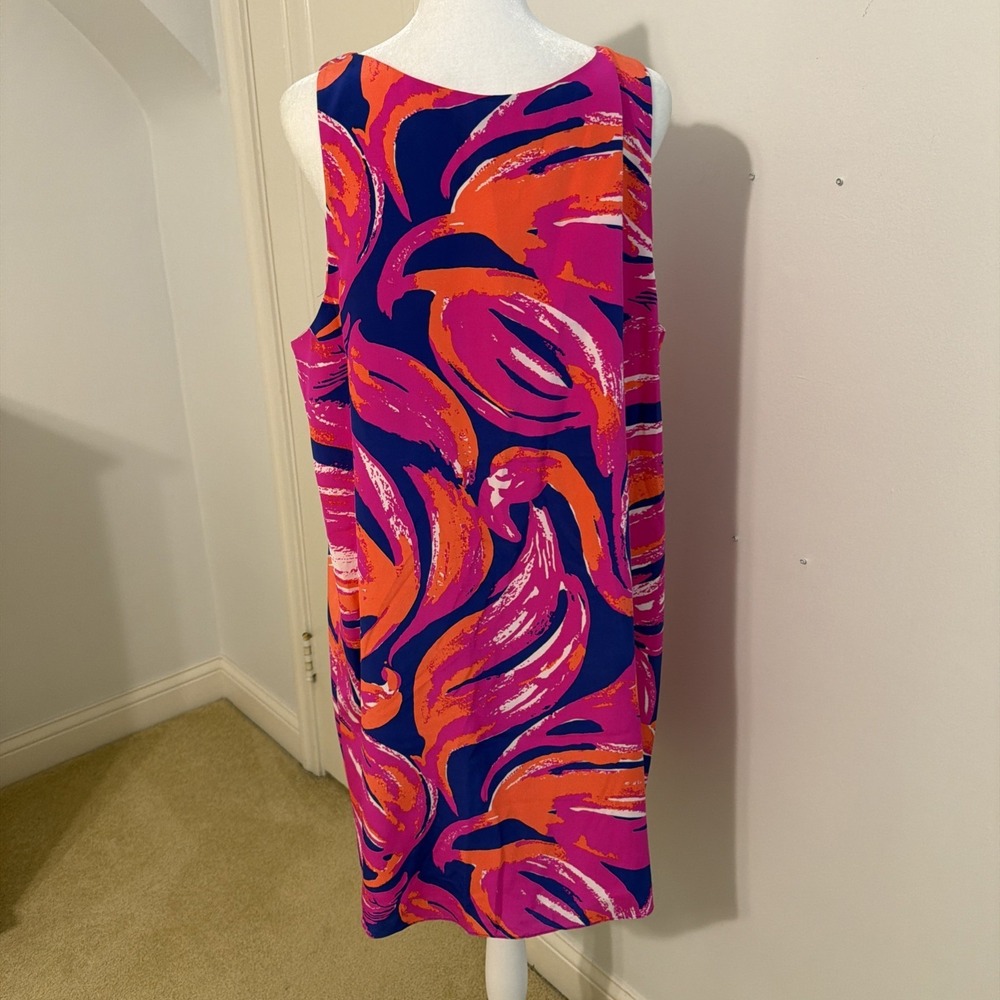 EUC Lilly Pulitzer Jackie 100% Silk Shift Swing Dress XL PLOOM BLOOM - Picture 4 of 7